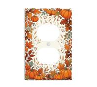 Pumpkins Plaque murale duplex - Feuilles rustiques d'automne - Baie d'automne - Orange d'automne - Plaques faciales de taille standard pour prises électriques pour chambre à coucher, salle de bain