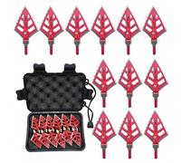 PUMPLUX 12pcs tir à l'arc Broadheads 4 Lame en Acier Fixe 100 céréales de Chasse à la tête de flèche adaptée à l'arc composé et à l'arbalette avec Un Cas en Plastique Noir Portable Broadheads