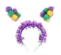pumpumlia Accessoires de fête de carnaval - Bandeau à pompons pour Mardi Gras Festival - Accessoire de fête à thème - Bandeau tendance pour adulte