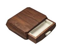 pumpumlia Boîte à bijoux portable en noyer pour demande en mariage - Boîte à bijoux en bois faite à la main avec tiroir - Support de rangement pour alliances de mariage