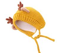 pumpumlia Casquettes de Noël tricotées avec doublure blanche pour fêtes de fin d'année, couvre-chef de Père Noël, Nouvel An, accessoires de cosplay, chapeau de bois de bois pour enfants et hommes