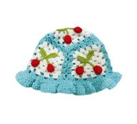 pumpumlia Chapeau cloche en crochet pour femme en acrylique léger avec accents pliable unisexe pour la plage et les voyages Seau tissé en acrylique, bleu ciel, M