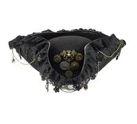 pumpumlia Chapeau de pirate avec bordure en dentelle pour adulte - Accessoire essentiel pour les spectacles sur scène et les événements à thème colonial