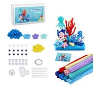 pumpumlia Chenilles Tiges Craft Set pour concevoir des pots océaniques miniatures comprend des matériaux décoratifs et un guide de projet artistique, cure-pipes torsadés, fournitures d'artisanat