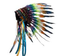 pumpumlia Coiffe authentique à plumes pour festivals et fêtes, style ethnique, accessoire pour cheveux pour les amateurs de mode, festival de musique
