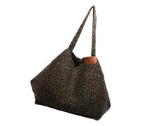 pumpumlia Élégant sac à bandoulière en toile avec imprimé animal pour femme - Grande capacité - Sac à main pour le travail, l'école et les voyages - Sac à main en toile pour femme, Couleur café., One