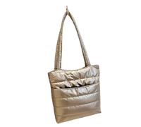 pumpumlia Élégant sac à bandoulière matelassé brillant en coton rembourré de grande capacité avec plusieurs poches pour femme, sac à main rembourré en coton sous les bras, doré, One Size