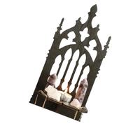 pumpumlia Étagère murale médiévale noire en forme de trône en bois massif creux avec usage polyvalent Décoration d'intérieur Étagère de rangement en bois