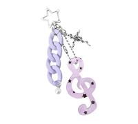 pumpumlia Joli porte-clés pour sacs à main, sacs à dos, sacs à main, accessoires de sac, chaîne en acrylique, note de musique, breloques pour clés de voiture, violet