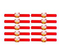 pumpumlia Lot de 10 bracelets Slap du Nouvel An en peluche - En tissu doux - Décorations de poignet pour enfants - Accessoires de festival - Accessoires de famille