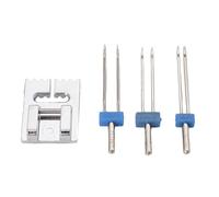 pumpumlia Lot de 2 aiguilles doubles pour couture décorative et nervures 2/90 3/90 4/90 et pied presseur