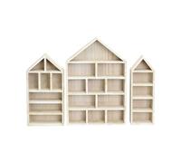 pumpumlia Lot de 3 boîtes murales en bois de tailles multiples pour figurines de collection - Anti-poussière - Organisateurs de collections artisanales