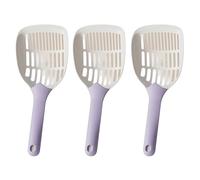 pumpumlia Lot de 3 pelles à litière fines pour chats à long manche - Pelle à litière solide pour chat - Pour tamiser efficacement la litière