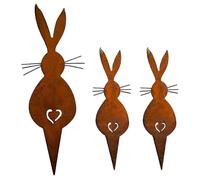 pumpumlia Lot de 3 piquets en métal pour décoration de jardin Motif lapins