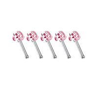 pumpumlia - Lot de 5 bijoux polyvalents et résistants en alliage avec clous et anneaux en forme de L avec zircons cubiques