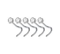 pumpumlia - Lot de 5 bijoux polyvalents et résistants en alliage avec clous et anneaux en forme de L avec zircons cubiques