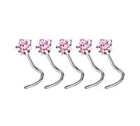 pumpumlia - Lot de 5 bijoux polyvalents et résistants en alliage avec clous et anneaux en forme de L avec zircons cubiques