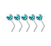 pumpumlia - Lot de 5 bijoux polyvalents et résistants en alliage avec clous et anneaux en forme de L avec zircons cubiques