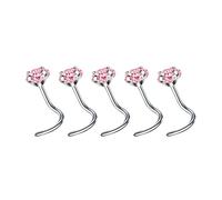 pumpumlia - Lot de 5 bijoux polyvalents et résistants en alliage avec clous et anneaux en forme de L avec zircons cubiques