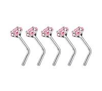 pumpumlia - Lot de 5 bijoux polyvalents et résistants en alliage avec clous et anneaux en forme de L avec zircons cubiques