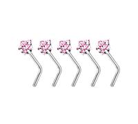 pumpumlia - Lot de 5 bijoux polyvalents et résistants en alliage avec clous et anneaux en forme de L avec zircons cubiques
