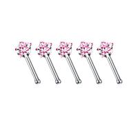 pumpumlia - Lot de 5 bijoux polyvalents et résistants en alliage avec clous et anneaux en forme de L avec zircons cubiques