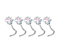 pumpumlia - Lot de 5 bijoux polyvalents et résistants en alliage avec clous et anneaux en forme de L avec zircons cubiques