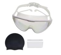 pumpumlia Lunettes de natation étanches pour adulte avec bouchons d'oreille et casquettes, lunettes à monture large avec bouchons d'oreille