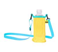 pumpumlia Manchon multifonction en maille avec sangle réglable, sac à bandoulière pour bouteilles d'eau, accessoire de randonnée en plein air, porte-boisson réglable, Bonnet de ceinture jaune et bleu