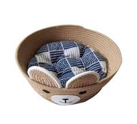 pumpumlia Panier tissé pour animal domestique avec coussin amovible Motif ours de dessin animé