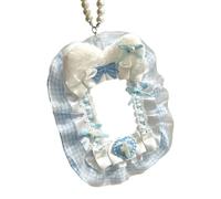 pumpumlia Porte-cartes ailes angéliques tendance et élégant avec texture en peluche et dentelle personnalisable pour femmes à la mode, bleu, Taille unique