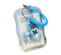pumpumlia Porte-cartes transparent avec breloque étoile résistant à l'eau - Protection de cartes de bus, bleu