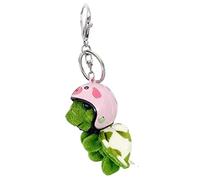 pumpumlia Porte-clés en peluche portant un casque tortue - Accessoire de bijoux pour décoration de voiture ou fête