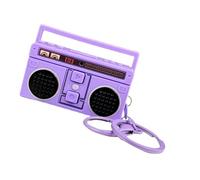 pumpumlia Porte-clés vintage pour enregistreur à cassette - Texture - Convient pour un cadeau de couple, violet, taille unique