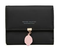 pumpumlia Portefeuille en polyuréthane multi-fentes pour femme et fille, pochette à trois volets, porte-cartes de crédit, porte-monnaie, porte-monnaie, portable, couleurs tendance, Noir , Beauté de