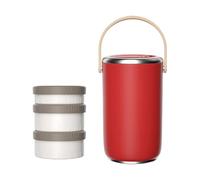 pumpumlia Récipient alimentaire à plusieurs compartiments anti-fuite en acier inoxydable isotherme de grande capacité pour repas chauds, bocal alimentaire isotherme portable avec poignée