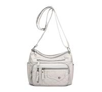 pumpumlia Sac à bandoulière multi-compartiments polyvalent tendance en cuir pour femme, grande capacité, sac à bandoulière de voyage en polyuréthane 2024, gris, One Size