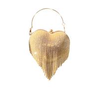 pumpumlia Sac à main de soirée avec strass scintillants ornés de pompons et chaîne pour bal de fin d'année, mariage, fête, doré, One Size