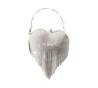 pumpumlia Sac à main de soirée avec strass scintillants ornés de pompons et chaîne pour bal de fin d'année, mariage, fête, Argenté., One Size
