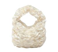 pumpumlia Sac à main élégant en polyester et dentelle avec poignée sur le dessus pour événements de nuit, bureau, trajets, blanc, One Size