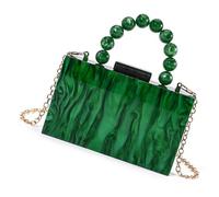 pumpumlia Sac à main tendance en acrylique avec motif marbré et sangle de chaîne amovible, sac à main, sac à bandoulière pour soirée avec chaîne amovible, Vert, One Size