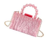 pumpumlia Sac à main tendance en acrylique avec motif marbré et sangle de chaîne amovible, sac à main, sac à bandoulière pour soirée avec chaîne amovible, a, One Size