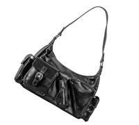 pumpumlia Sac à main tendance en cuir PU pour femme - Grande capacité - Sac à bandoulière décontracté pour fête, travail et loisirs, Noir , One Size