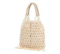 pumpumlia Sac à main vintage en perles de bois pour femme - Sac de plage tissé décontracté avec poignée supérieure - Matériaux naturels et design unique - Sac seau léger, a, One Size