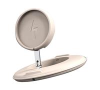 pumpumlia Support de téléphone pliable avec hauteur réglable Crème | Zone de repos du téléphone en silicone, position de visualisation surélevée ou abaissée, structure pliable pour le rangement