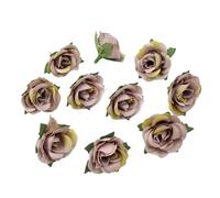 pumpumlia Têtes de roses en tissu réaliste, faites à la main, fleurs décoratives robustes pour centres de table, couronnes, projets d'artisanat, décoration élégante de rose antique