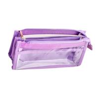 pumpumlia Trousse à crayons transparente à 6 couches - Esthétique - Fournitures de rentrée scolaire, violet, Beauté de masse