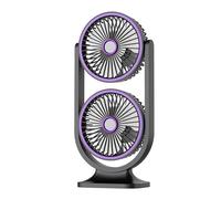 pumpumlia Ventilateur de bureau portable rechargeable par USB - Double tête de refroidissement pour la maison, l'extérieur, les voyages, l'école, la chambre à coucher, le salon, la circulation d'air à