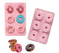 Pumuky 2 Pièces Moule à Beignets avec 6 Cavités Moules à Donuts en Silicone,Moule en Silicone,Antiadhésif Moules en Forme de Donut,pour Brownies Mousse de Dôme Gelée Cupcakes (Rose)
