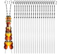 Pumuky Lot de 20 brochettes de barbecue en acier inoxydable, réutilisables, brochettes de barbecue, brochettes kebab en métal, pour viande, légumes et végétaliens